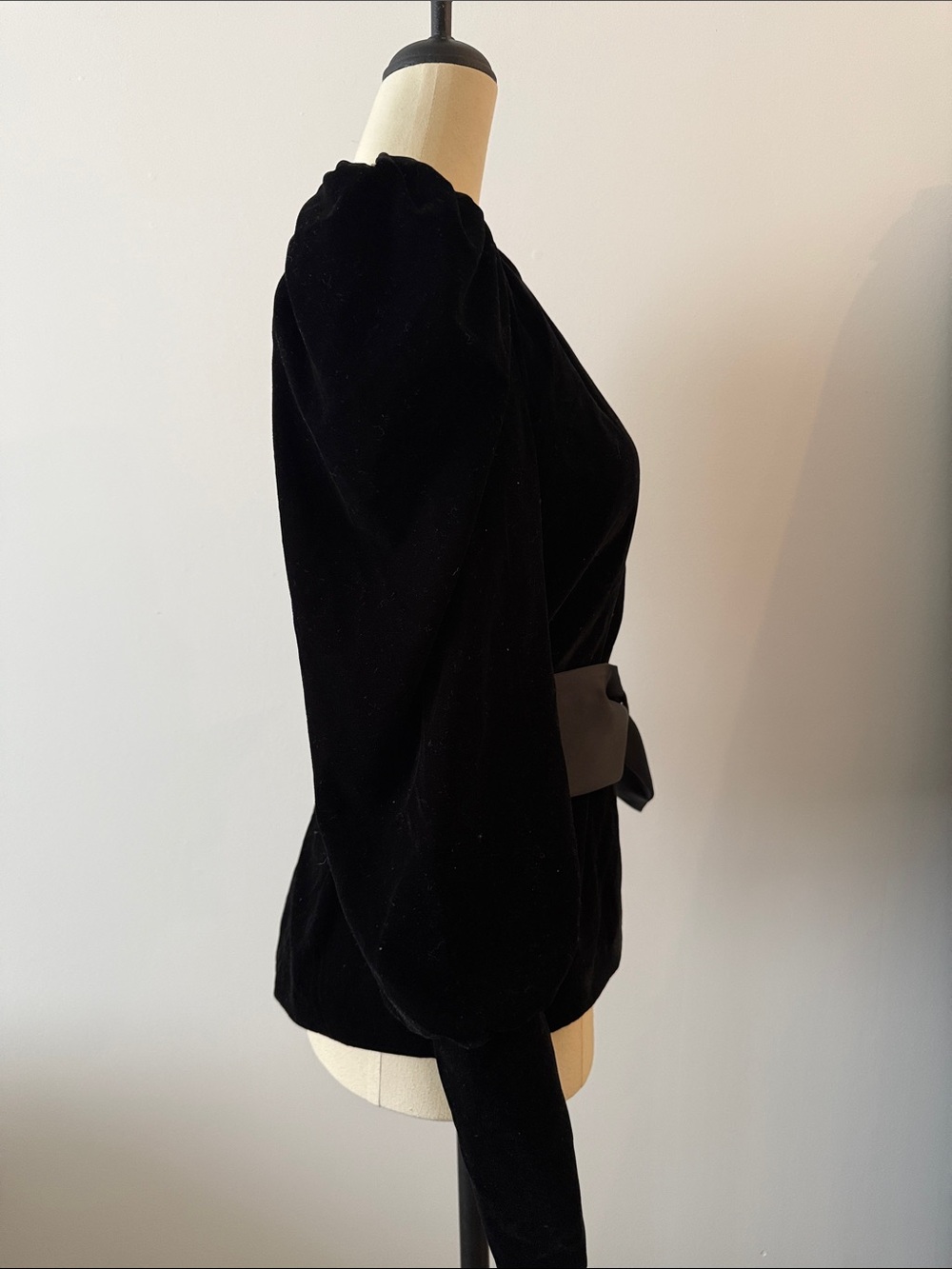 Zara Velvet Puff-Sleeve Wrap Top with Satin Bow - Picture 7 of 8